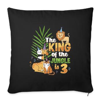 The king of the jungle is 3 - Throw Pillow Cover 17.5” x 17.5” - black - Front
