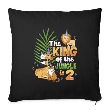 The king of the jungle is 2 - Throw Pillow Cover 17.5” x 17.5” - black - Front