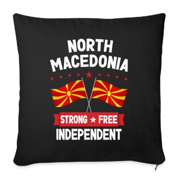 North Macedonia - Throw Pillow Cover 17.5” x 17.5” - black - Front