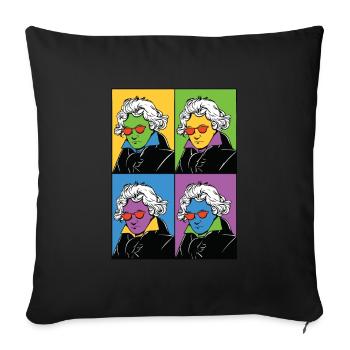Beethoven Classical Music Musical Composer - Throw Pillow Cover 17.5” x 17.5” - black - Front