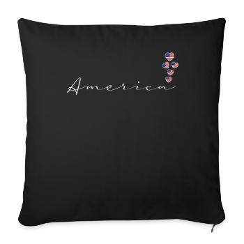 America - Throw Pillow Cover 17.5” x 17.5” - black - Front