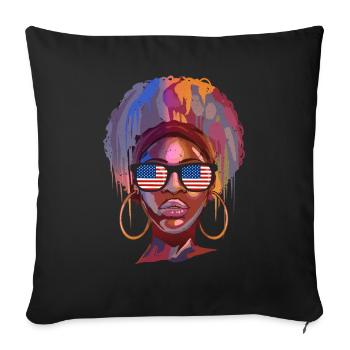 America - Throw Pillow Cover 17.5” x 17.5” - black - Front