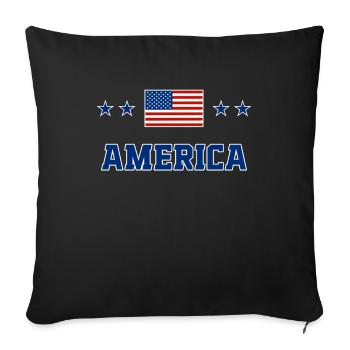 America - Throw Pillow Cover 17.5” x 17.5” - black - Front