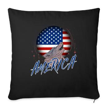 America - Throw Pillow Cover 17.5” x 17.5” - black - Front