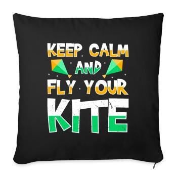 Fly A Kite Hobby Wind Kiteboard Funny Kite Flying - Throw Pillow Cover 17.5” x 17.5” - black - Front