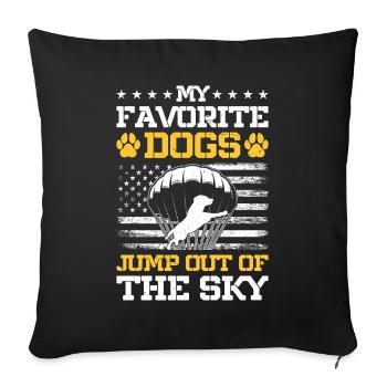 Parachute Military Skydiving Airborne Paratrooper - Throw Pillow Cover 17.5” x 17.5” - black - Front
