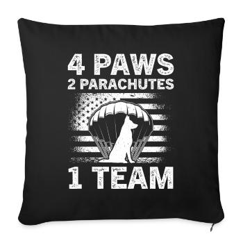 Parachute Military Skydiving Airborne Paratrooper - Throw Pillow Cover 17.5” x 17.5” - black - Front