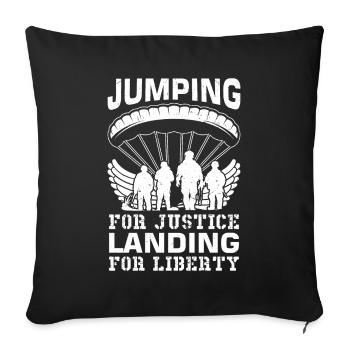 Parachute Military Skydiving Airborne Paratrooper - Throw Pillow Cover 17.5” x 17.5” - black - Front