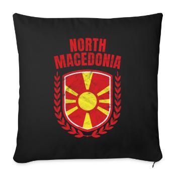 North Macedonia - Throw Pillow Cover 17.5” x 17.5” - black - Front
