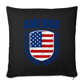 America - Throw Pillow Cover 17.5” x 17.5” - black - Front
