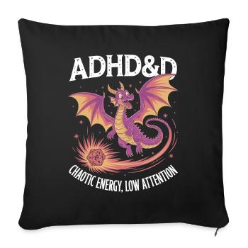 Adhd&d Adhd Roll For Concentration - Throw Pillow Cover 17.5” x 17.5” - black - Front
