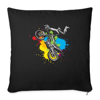 Motocross - Throw Pillow Cover 17.5” x 17.5” - black - Front