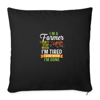 Stop When Done Dedicated or Diligent Person Gift - Throw Pillow Cover 17.5” x 17.5” - black - Front