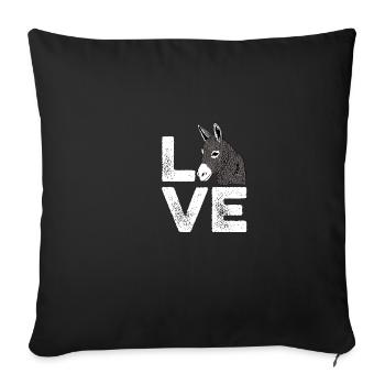 Love Donkey Nature Lover Gift - Throw Pillow Cover 17.5” x 17.5” - black - Front