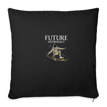Funny Distressed Astronaut With Planets And Skatin - Throw Pillow Cover 17.5” x 17.5” - black - Front