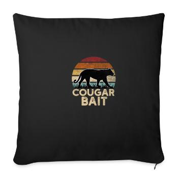 Cougar Bait Dating Humor Sugar Momma Retro Animal - Throw Pillow Cover 17.5” x 17.5” - black - Front
