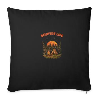 Bonfire Life Camping Wildlife Camper Outdoor Natur - Throw Pillow Cover 17.5” x 17.5” - black - Front