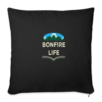 Bonfire Life Camping Wildlife Camper Outdoor Natur - Throw Pillow Cover 17.5” x 17.5” - black - Front