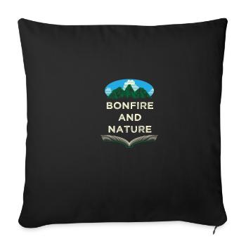 Bonfire and Nature Camping Wildlife Camper Outdoor - Throw Pillow Cover 17.5” x 17.5” - black - Front