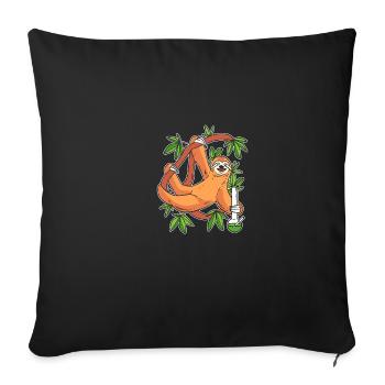Sloth Stoner Adventurous Gift - Throw Pillow Cover 17.5” x 17.5” - black - Front