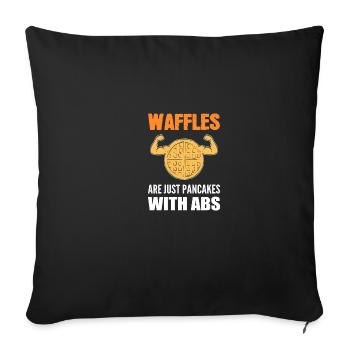 Pancakes with Abs Funny Person Gift - Throw Pillow Cover 17.5” x 17.5” - black - Front