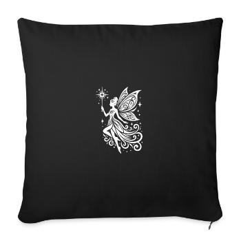 Imaginative Fairy With Ornate Wings - Throw Pillow Cover 17.5” x 17.5” - black - Front