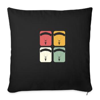Skydiving Parachute Hobbyist Gift - Throw Pillow Cover 17.5” x 17.5” - black - Front