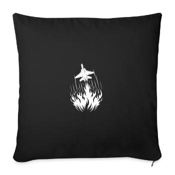 Fighter Jet Model Airplane Fire Flames Flight - Throw Pillow Cover 17.5” x 17.5” - black - Front