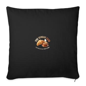 Sunday Club Croissant Coffee - Throw Pillow Cover 17.5” x 17.5” - black - Front
