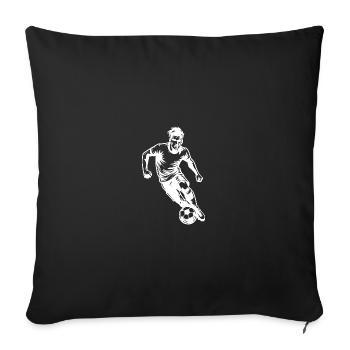 Football Player With Ball Towards Goal Attack - Throw Pillow Cover 17.5” x 17.5” - black - Front