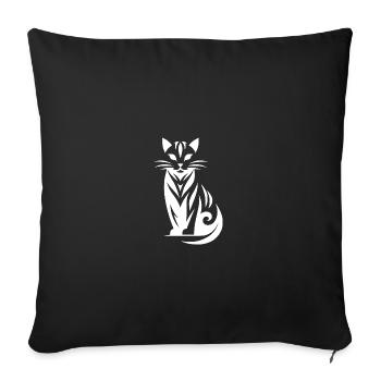 Imaginative Cat Art In Tribal Style - Throw Pillow Cover 17.5” x 17.5” - black - Front