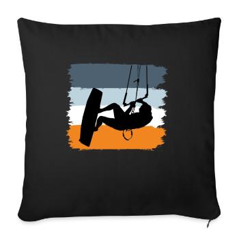 Kite Surfing Gift Kite - Throw Pillow Cover 17.5” x 17.5” - black - Front