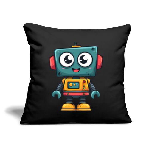 Cute Cartoon Robot Standing with a Smile - Throw Pillow Cover 17.5” x 17.5”