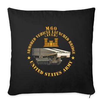 M60 Armored Vehicle Launched Bridge AVLB w ENG Br - Throw Pillow Cover 17.5” x 17.5” - black - Front