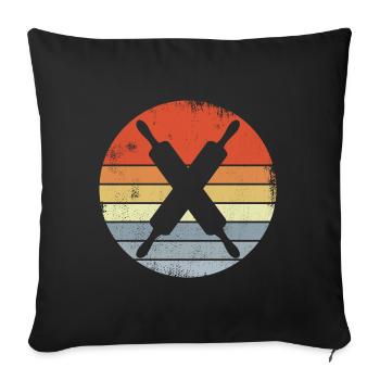 Rolling Pins Sketch Vintage Look - Throw Pillow Cover 17.5” x 17.5” - black - Front
