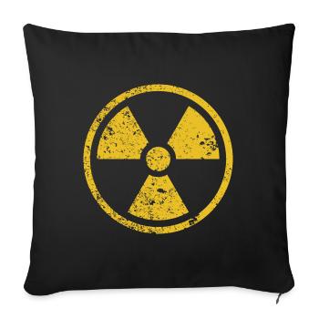 Radiation warning rusted symbol - Throw Pillow Cover 17.5” x 17.5” - black - Front
