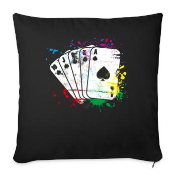 Card Game colored - Throw Pillow Cover 17.5” x 17.5” - black - Front