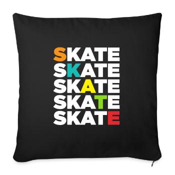 Skate Rollerblading Inline Skating Roller Skates - Throw Pillow Cover 17.5” x 17.5” - black - Front