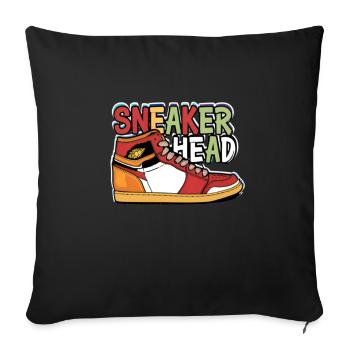 Sneaker Head - Throw Pillow Cover 17.5” x 17.5” - black - Front
