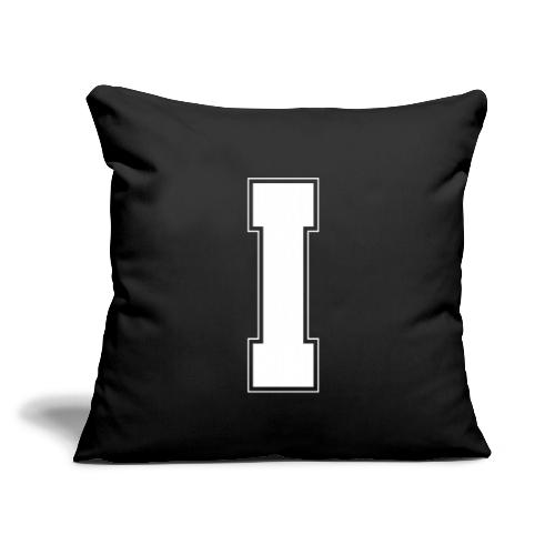 White Letter I – Varsity Alphabet Monogram - Throw Pillow Cover 17.5” x 17.5”