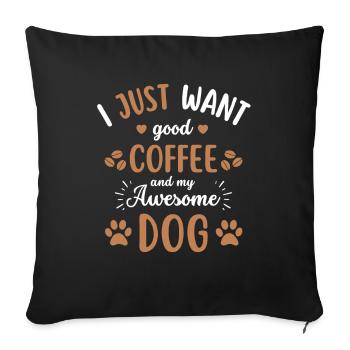 Dog & Coffee Dog Cafe - Throw Pillow Cover 17.5” x 17.5” - black - Front