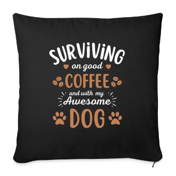 Dog & Coffee Dog Cafe - Throw Pillow Cover 17.5” x 17.5” - black - Front