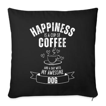 Dog & Coffee Dog Cafe - Throw Pillow Cover 17.5” x 17.5” - black - Front