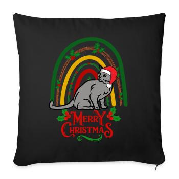 Russian Blue Cat Christmas - Throw Pillow Cover 17.5” x 17.5” - black - Front