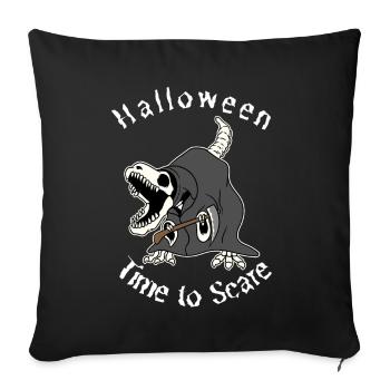 happy halloween mummy dinosaur time to scarde - Throw Pillow Cover 17.5” x 17.5” - black - Front