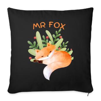Mr Fox - Throw Pillow Cover 17.5” x 17.5” - black - Front