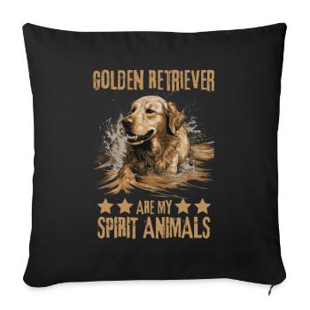 Golden Retriever Spirit Animal - Throw Pillow Cover 17.5” x 17.5” - black - Front