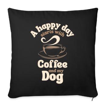 Coffee Dog lover - Throw Pillow Cover 17.5” x 17.5” - black - Front
