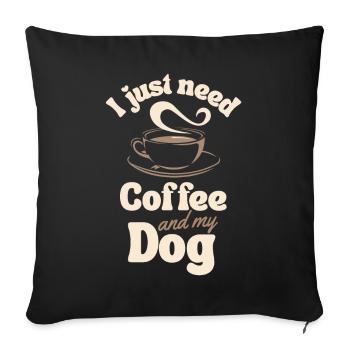 Coffee Dog lover - Throw Pillow Cover 17.5” x 17.5” - black - Front