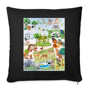 Zoo Collage Parade - Throw Pillow Cover 17.5” x 17.5” - black - Front